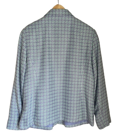 Vintage by Sag Harbor Blue Tweed Full Front Zip Up Blazer Size: 14 - Picture 8 of 9